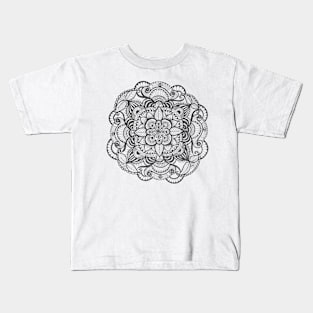 Black lineart mandala love doodle Kids T-Shirt